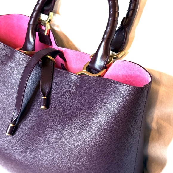 NWT & Dust Bag Rare Purple Leather- Chloe Marcie Tote - Picture 5 of 7